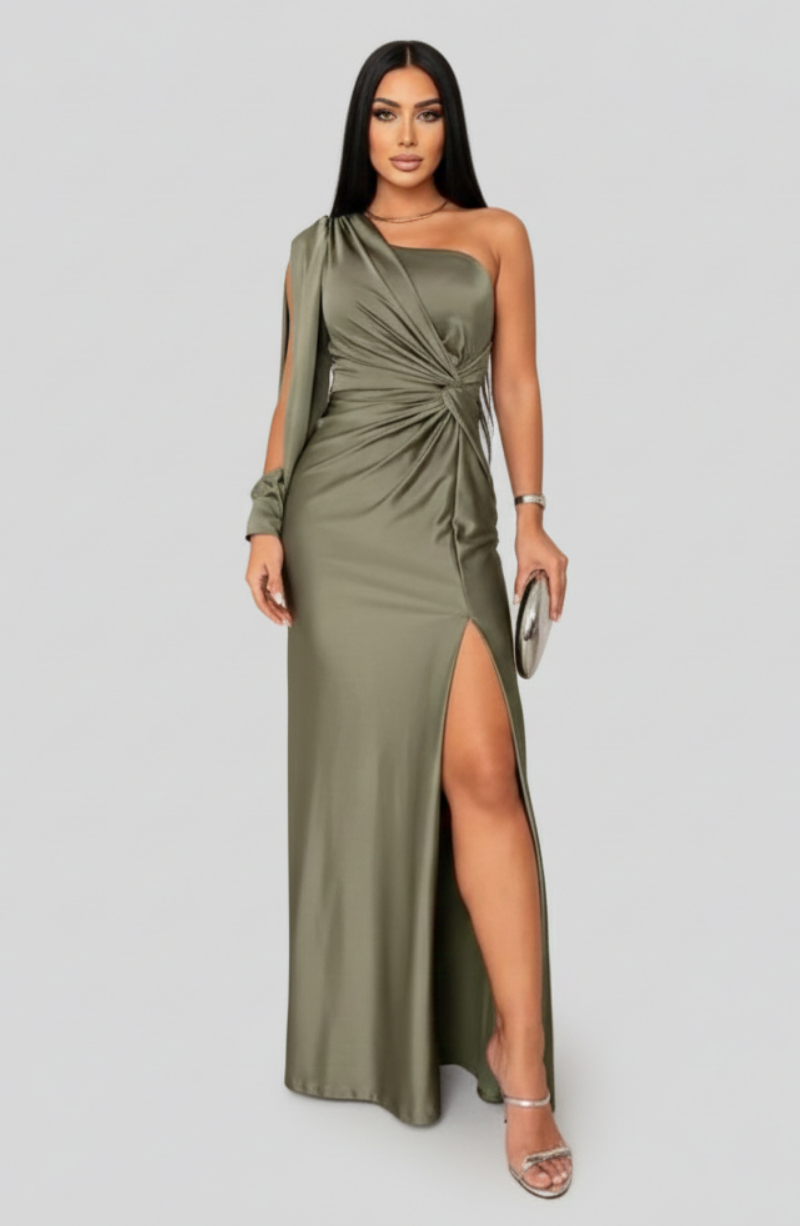 Lucienne | Alemais One Shoulder Satin Maxi Dress