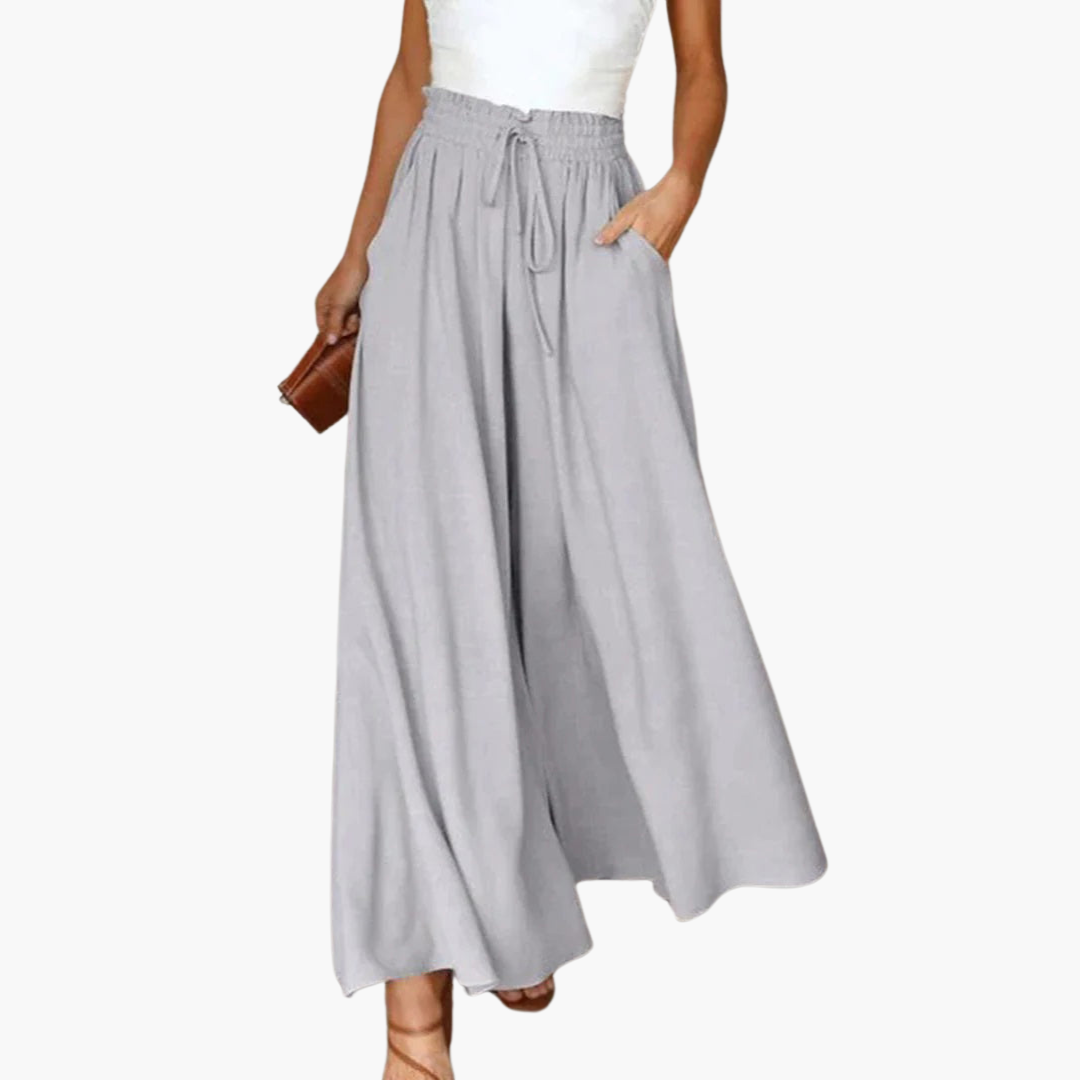 Ingrid | High Waisted Wide Leg Linen Trousers Summer