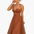 Sylvie | White Tulle Maxi Dress With Tiered Skirt And Straps