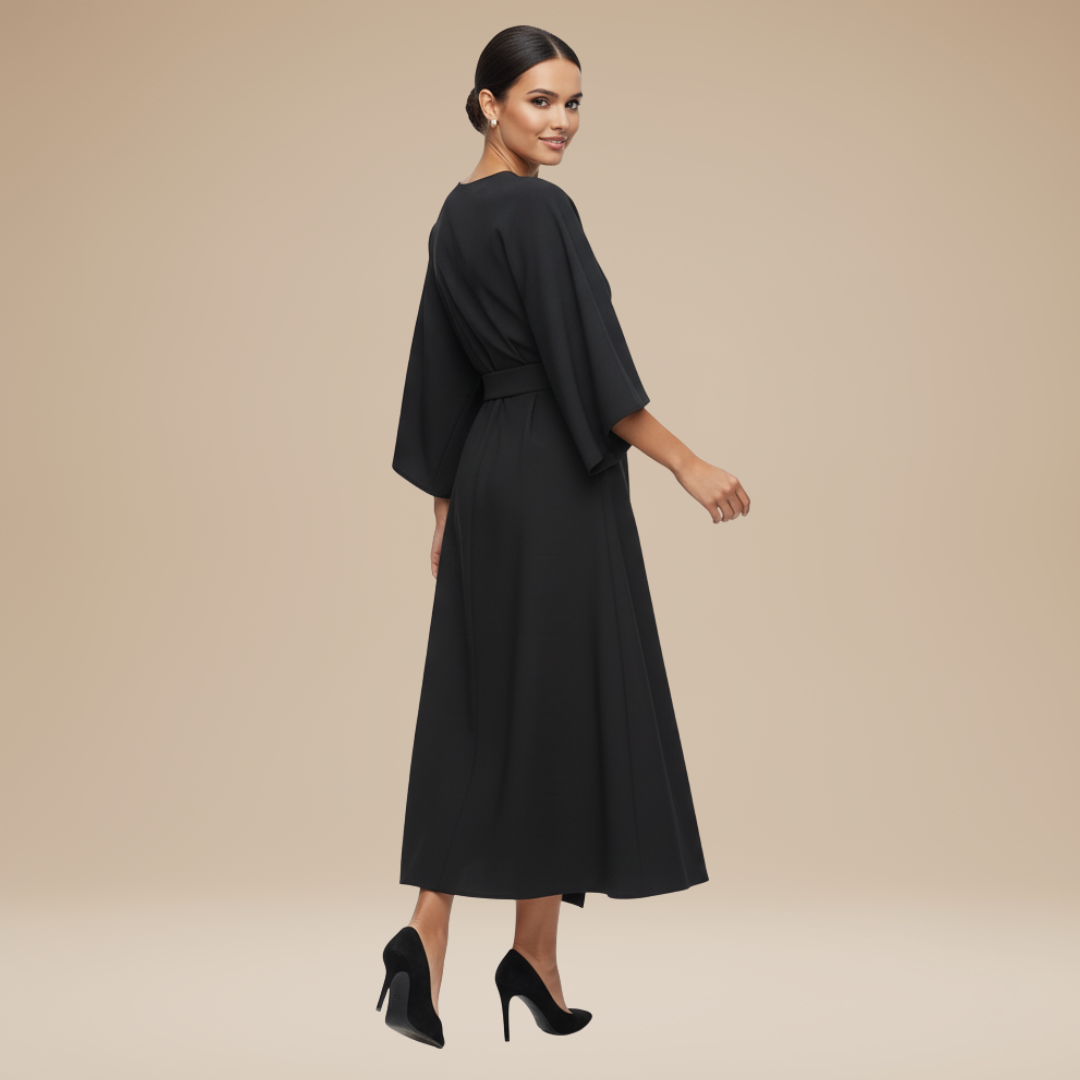 Felicity | Wide Sleeve Wrap Midi Dress For Weddings & Occasions