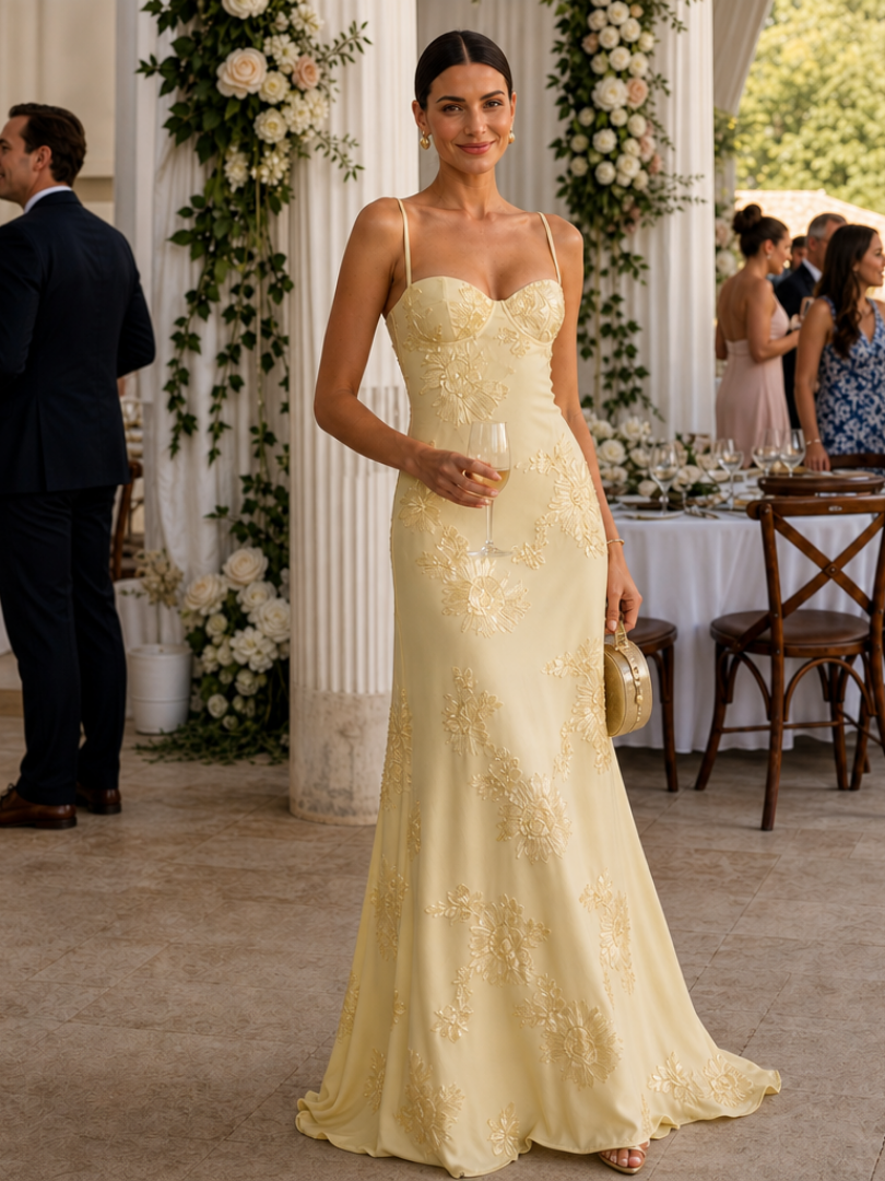 Celestine | Spaghetti Strap Corset Bodice Maxi Dress