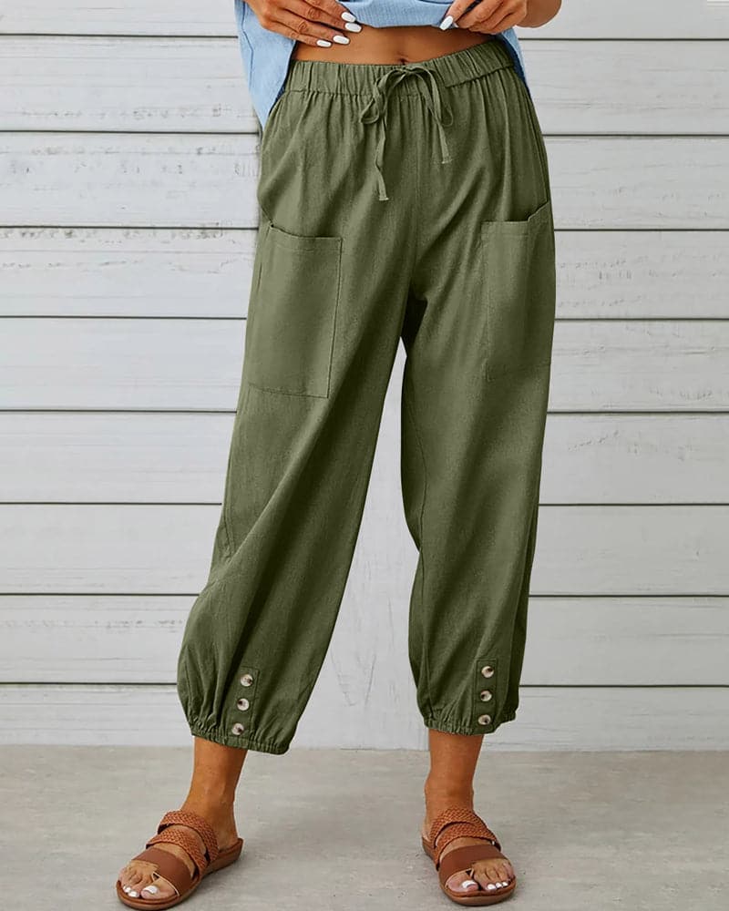 Manon | Women's Cropped Coastal Balloon Pants With Drawstring