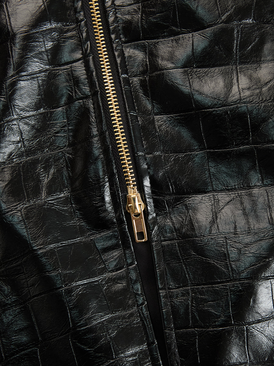 Sylvie | Glossy Croco Evening Bodycon Midi Dress