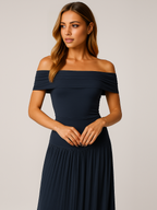 Manon | Cold-Shoulder Pleated Wedding Guest Maxi Dress