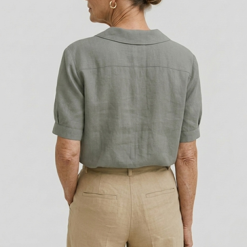 Honorine | Classic Linen Blouse With Button Detail