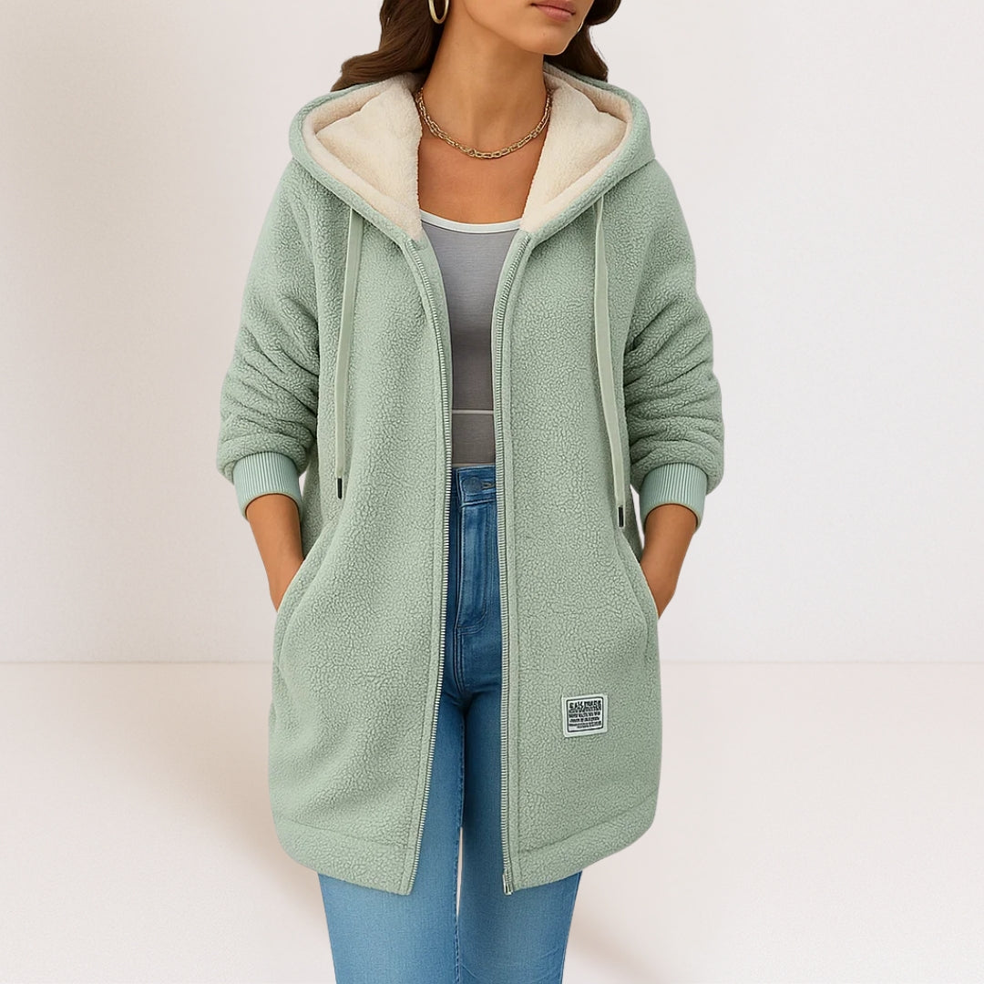 Georgiana | Long Black Puffer Coat Longline Hood Winter — Green