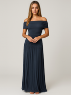 Manon | Cold-Shoulder Pleated Wedding Guest Maxi Dress