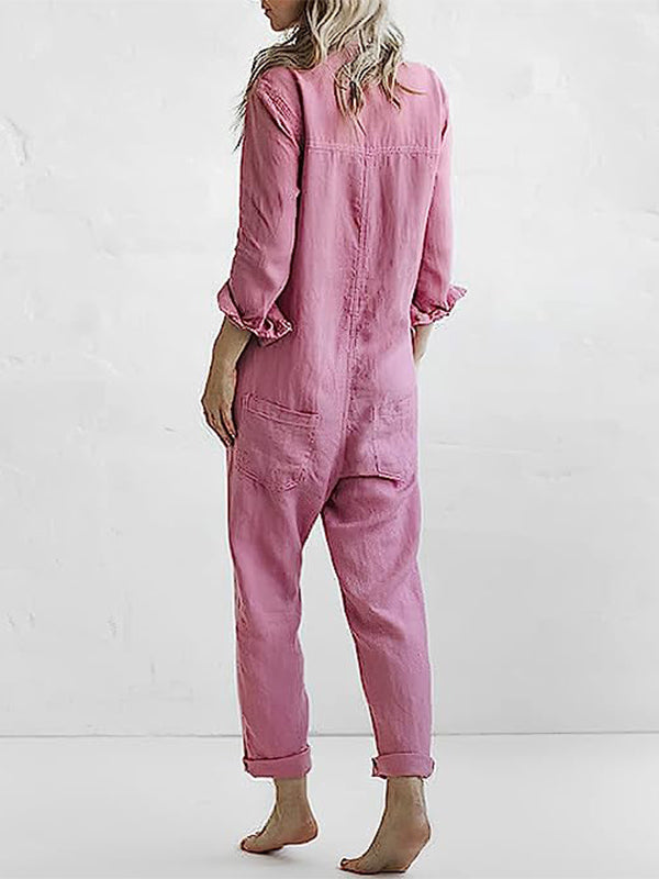 Vivienne | Comfy Long Sleeve Button-Up Jumpsuit for Everyday Wear