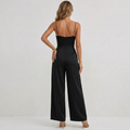 Camille | Wide Leg Pleated Casual Jumpsuit With Tie Waist