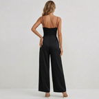 Camille | Wide Leg Pleated Casual Jumpsuit With Tie Waist