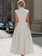 Sidonie | Sleeveless Polka Dot A-Line Garden Party Dress