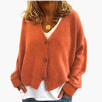 Ingrid | Womens Knit Cardigan Top With Button Front Relaxed Fit