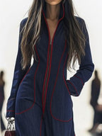 Rosaline | Long Sleeve Wide Leg Denim Jumpsuit Strapless White