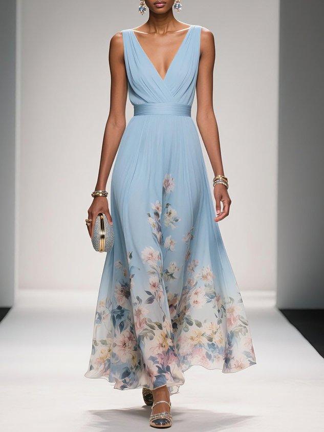 Celestine | Drop Waist Floral Maxi Wedding Guest Dress