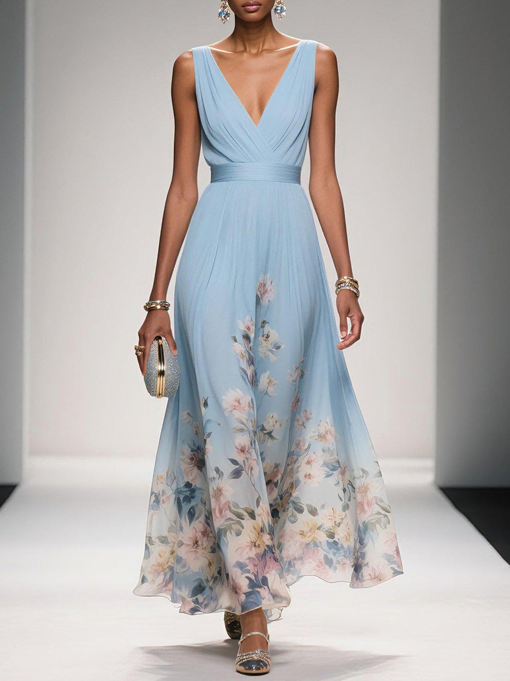 Celestine | Drop Waist Floral Maxi Wedding Guest Dress