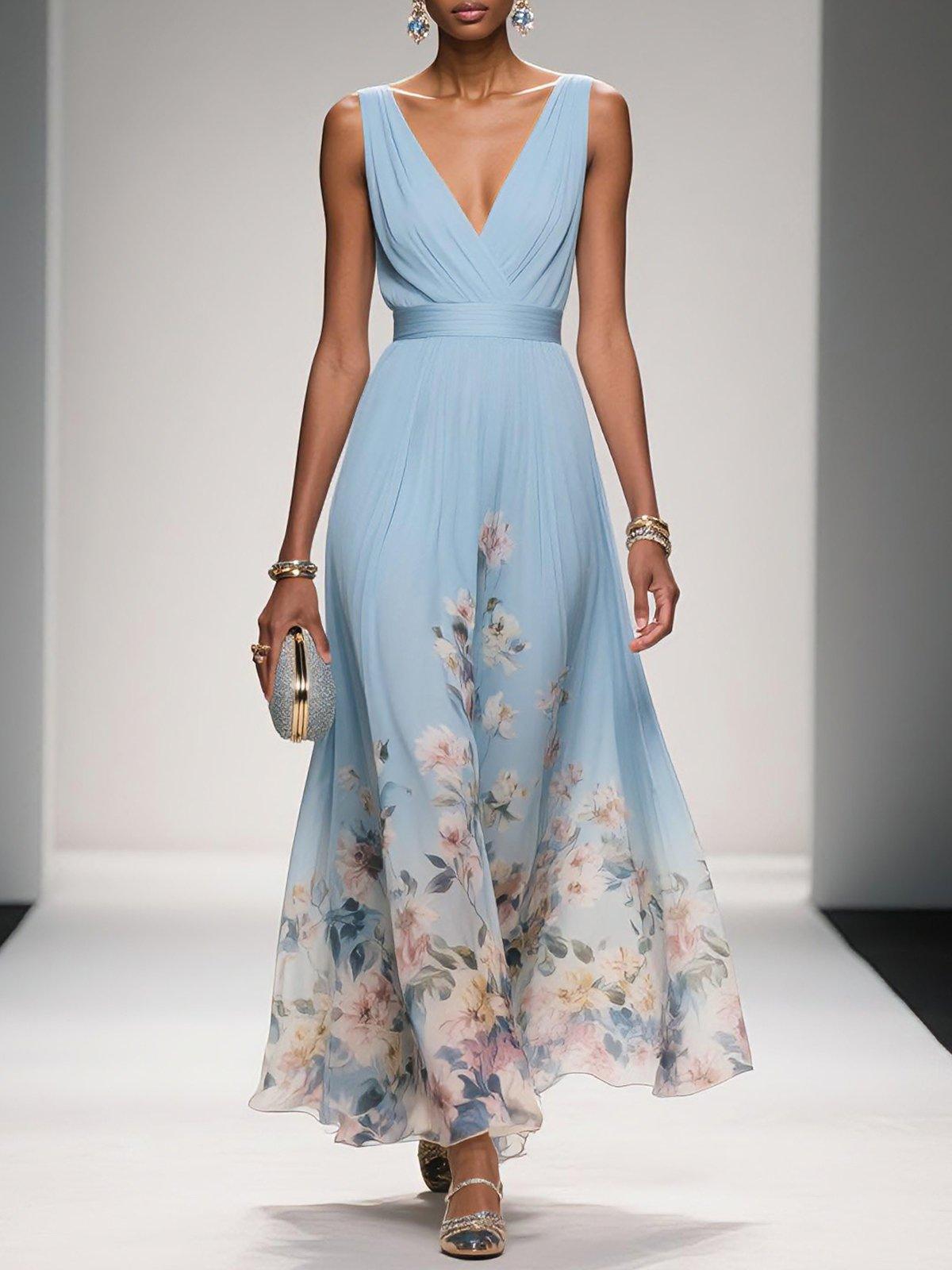 Celestine | Drop Waist Floral Maxi Wedding Guest Dress