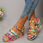 Leonie | Multicolour Wedge Ankle Boots Platform Sandals