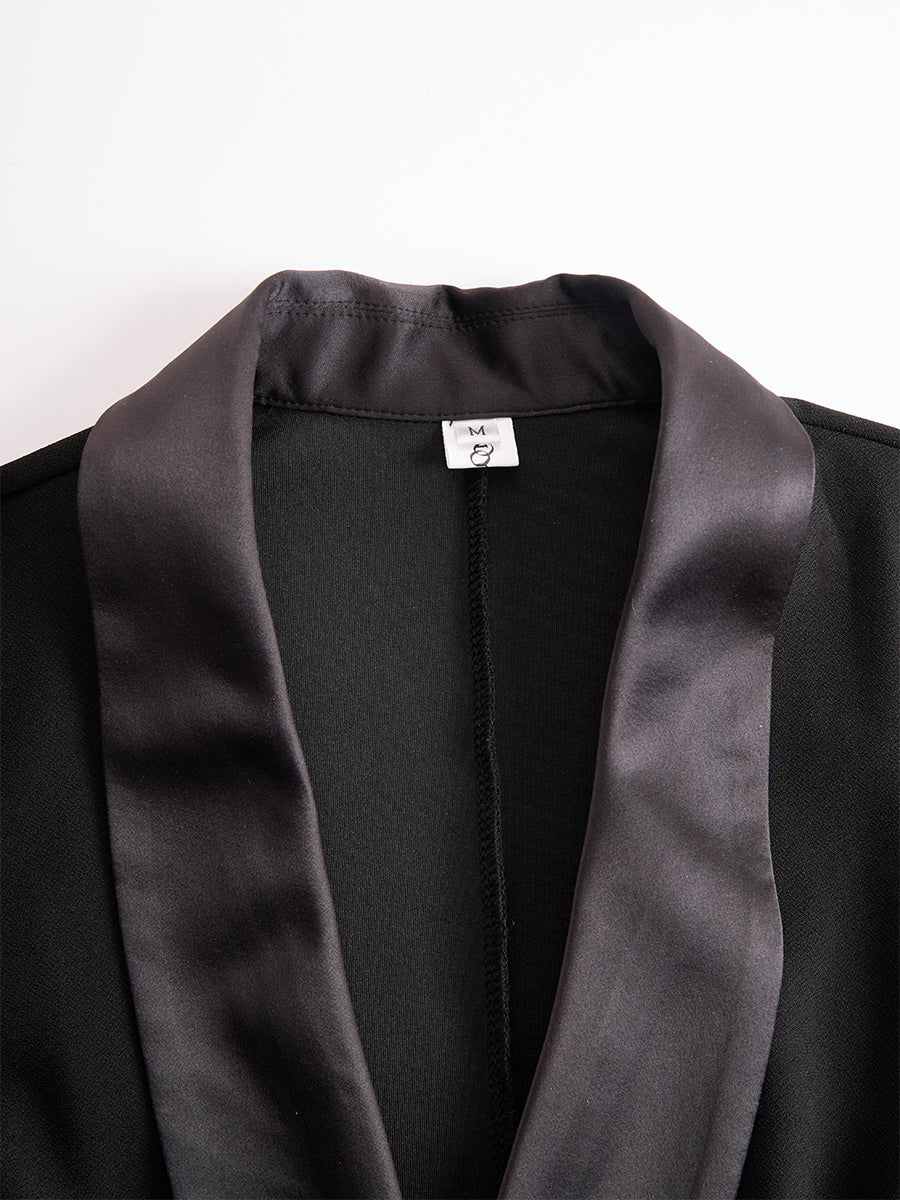 Coralie | Evening Tuxedo Dress Coat Lace Midi Black