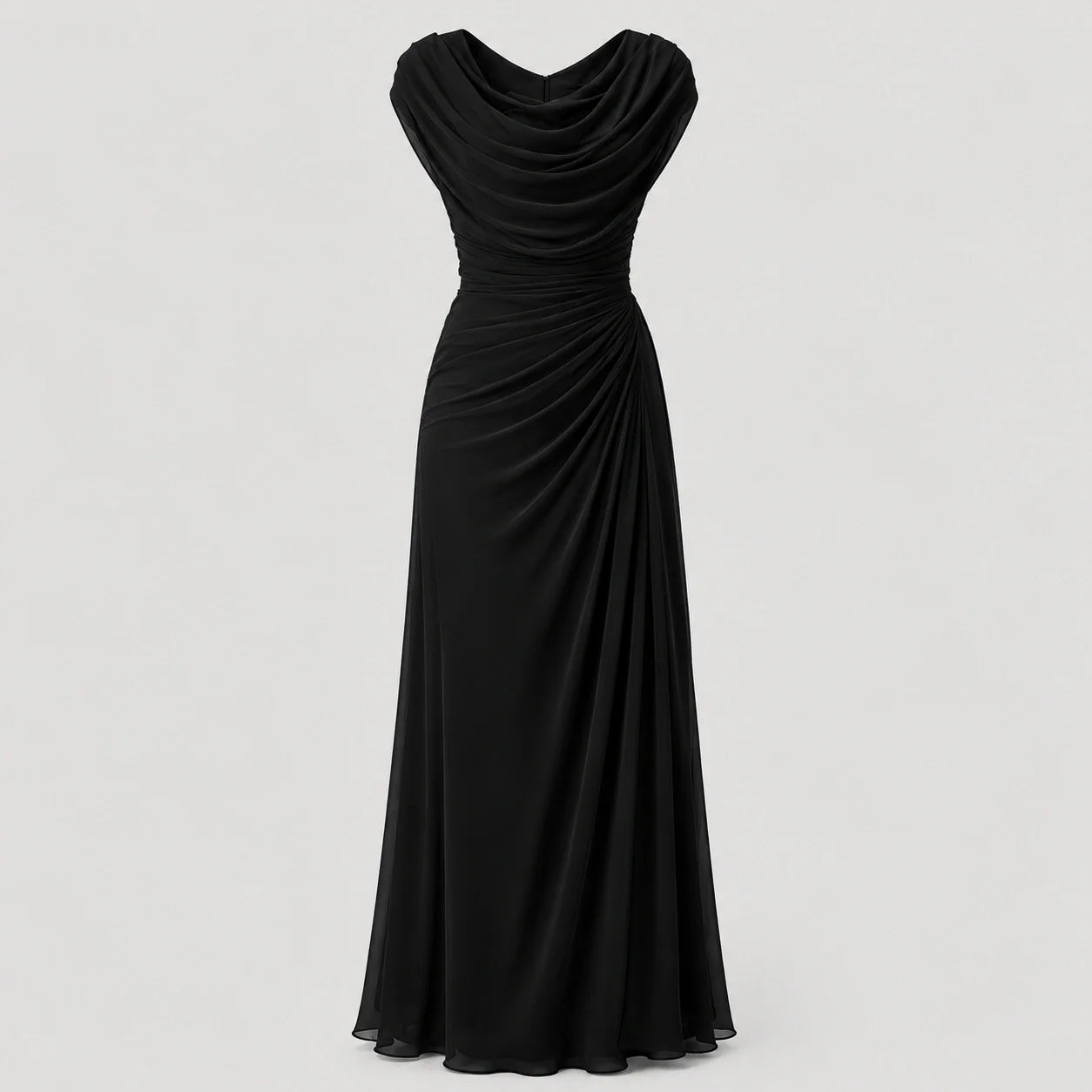 Lucinda | Cowl Neck Ruched Maxi Wedding Guest Dress