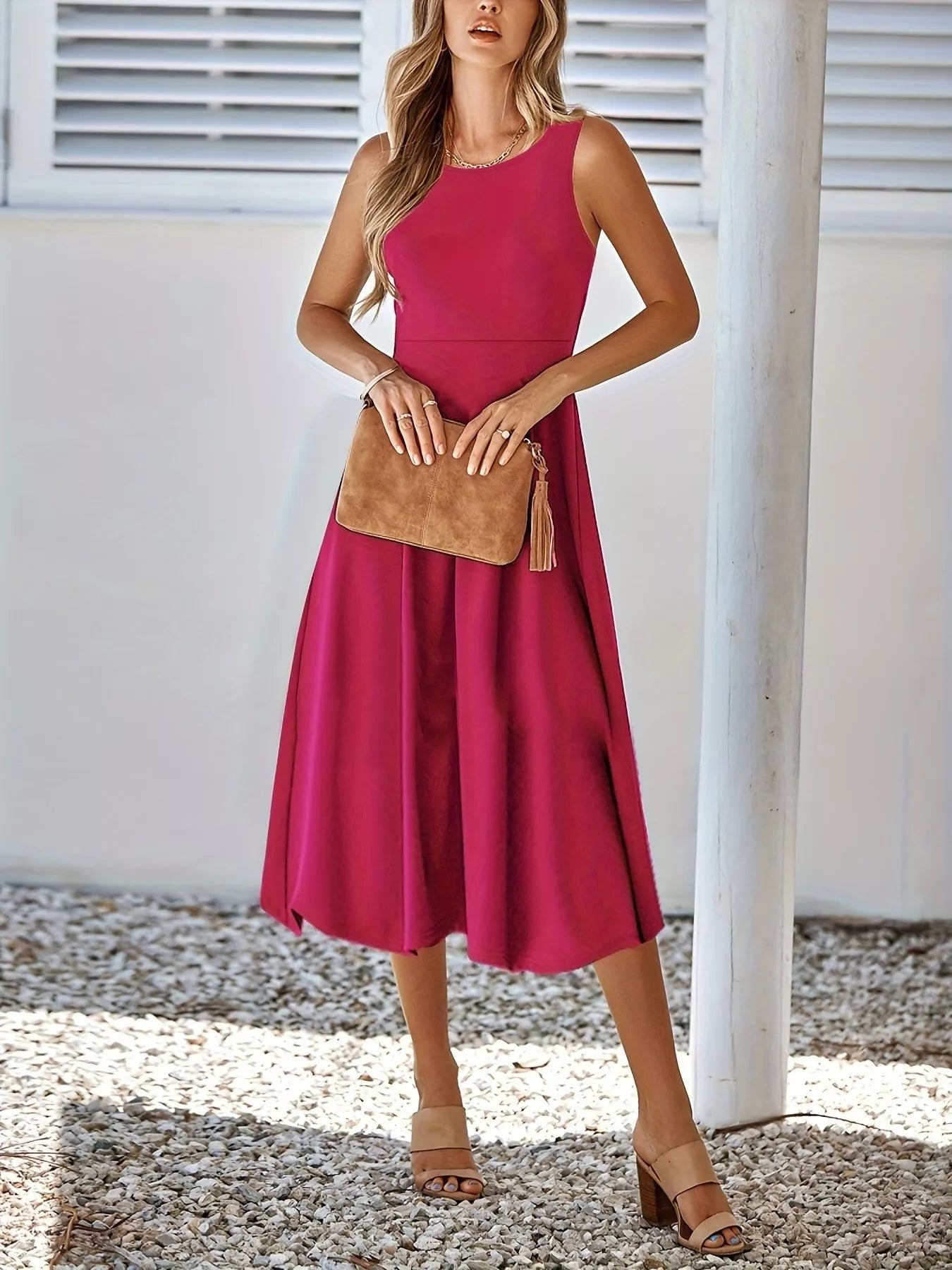 Verena | Long Sleeve Midi Dress In Timeless A-Line Silhouette