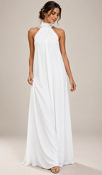 Isadora | Halter Neck White Maxi Dress
