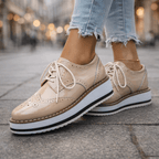 Margaux | Velvet Platform Heels With Brogue Detail