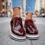 Margaux | Velvet Platform Heels With Brogue Detail