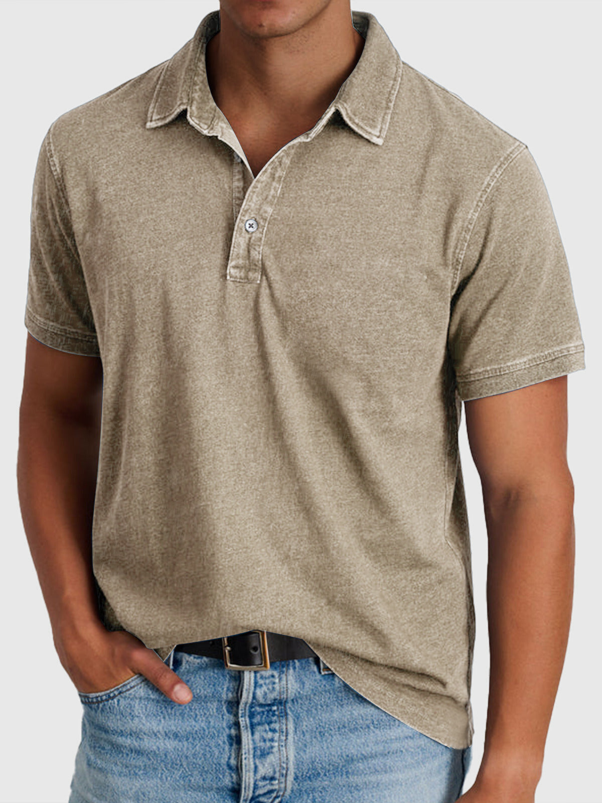 Emile | Men's Denim Short Sleeve Cotton Polo Shirt