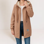 Georgiana | Long Black Puffer Coat Longline Hood Winter — Brown