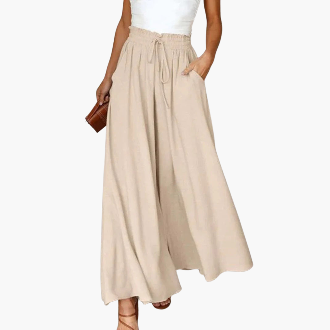 Ingrid | High Waisted Wide Leg Linen Trousers Summer