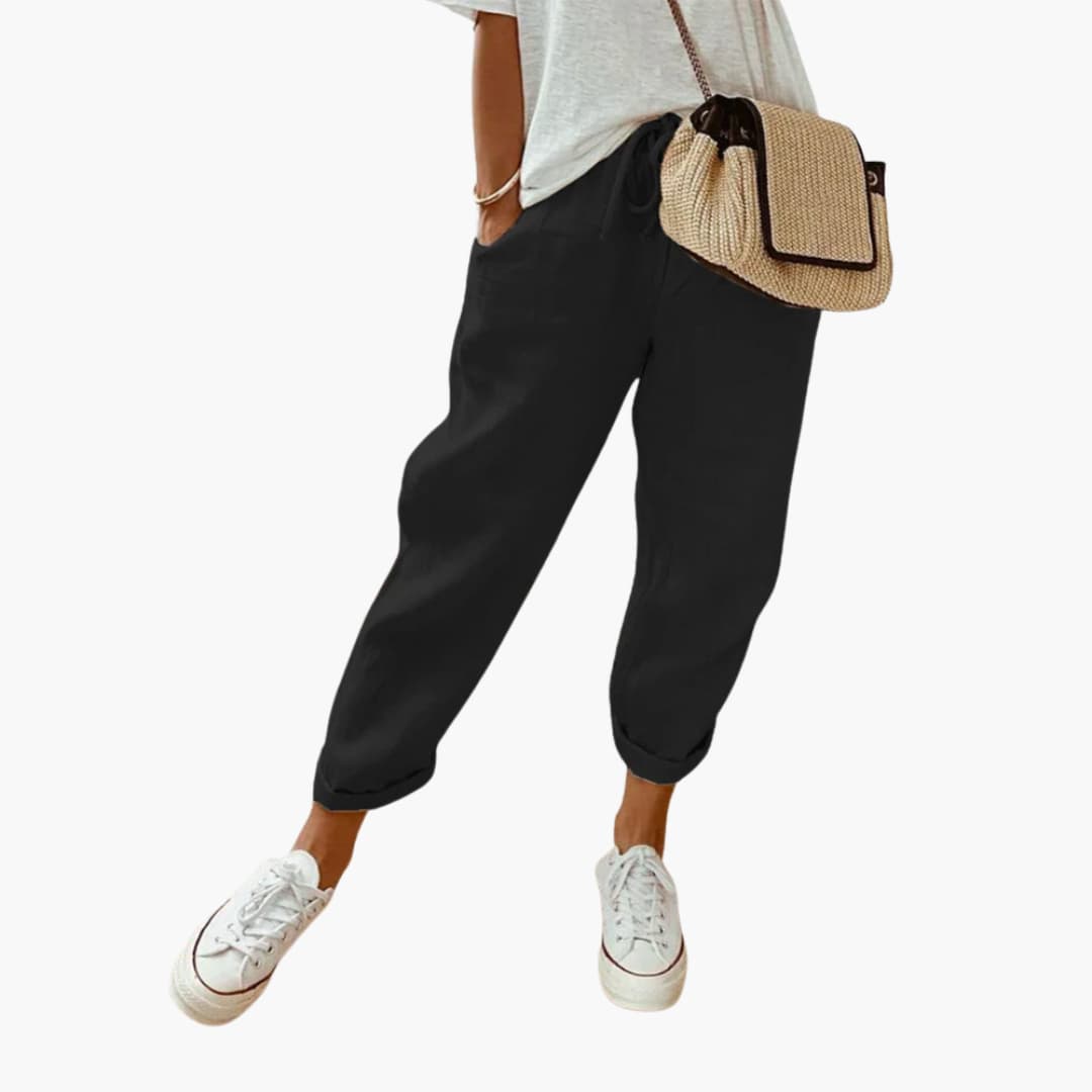 Noemie | Womens Relaxed Drawstring Summer Linen Trousers