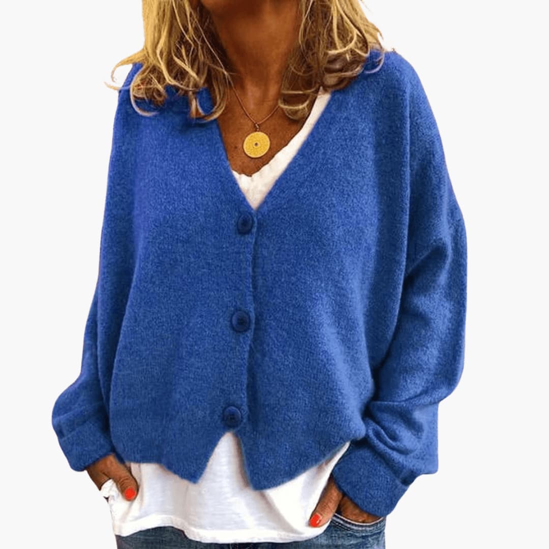 Ingrid | Womens Knit Cardigan Top With Button Front Relaxed Fit