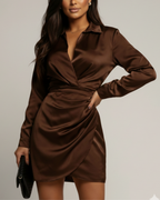 Edith | Satin Wrap Mini Dress Cocktail Evening Dinner
