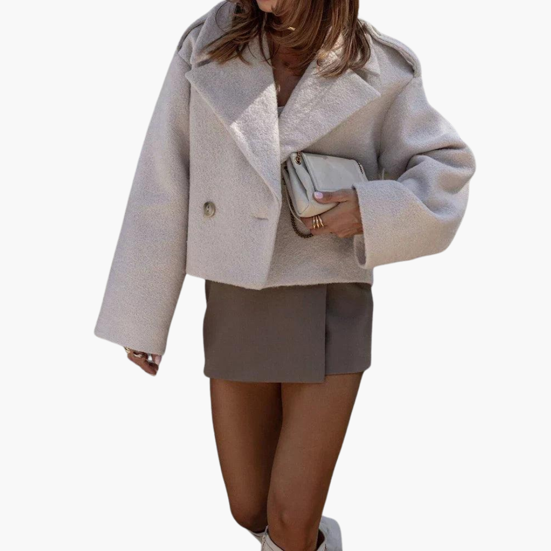 Lucienne | Cropped Leather Jacket For Smart Casual Style