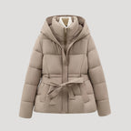 Tatiana | Black Cropped Puffer Coat Jacket With Hood — Khaki