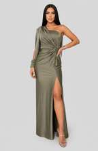 Lucienne | Alemais One Shoulder Satin Maxi Dress