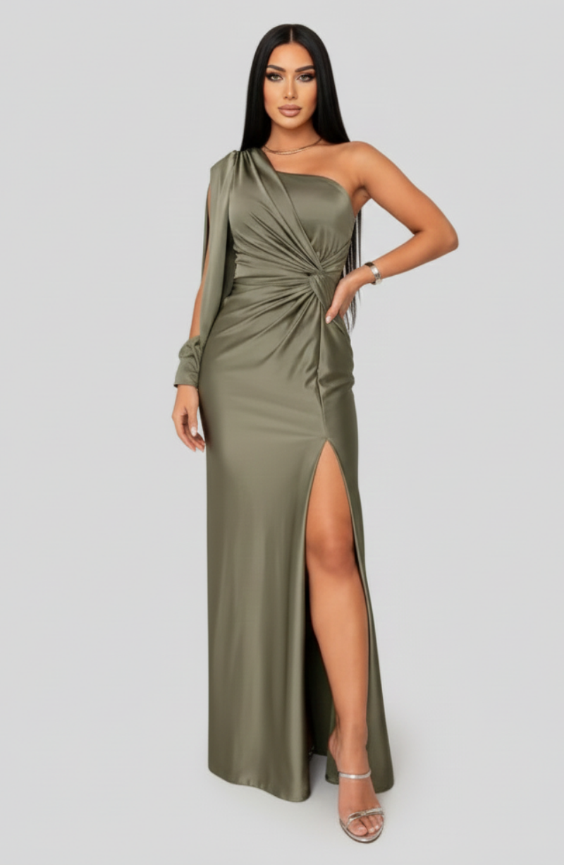 Lucienne | Alemais One Shoulder Satin Maxi Dress