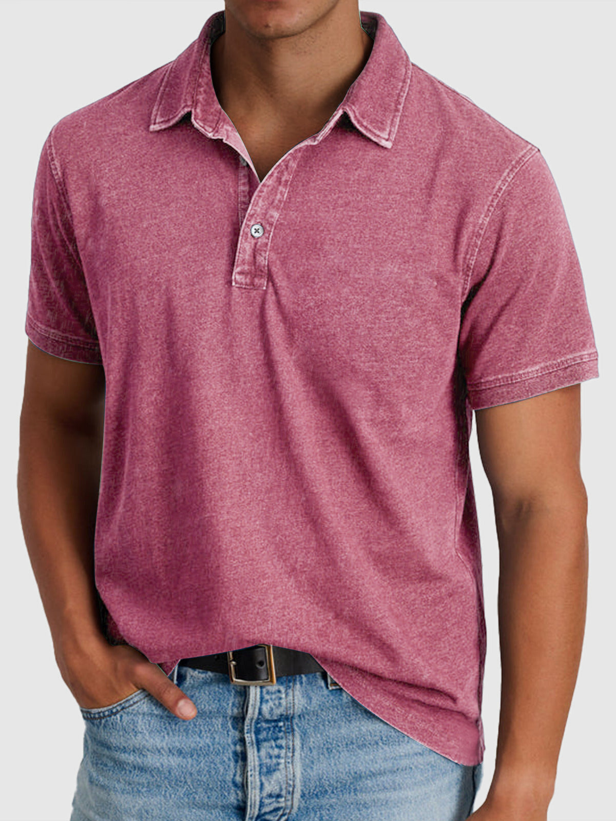 Emile | Men's Denim Short Sleeve Cotton Polo Shirt