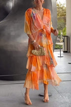 Helena | Layered Draped Bohemian Garden Party Maxi Dress