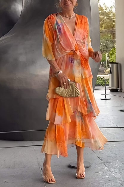 Helena | Layered Draped Bohemian Garden Party Maxi Dress