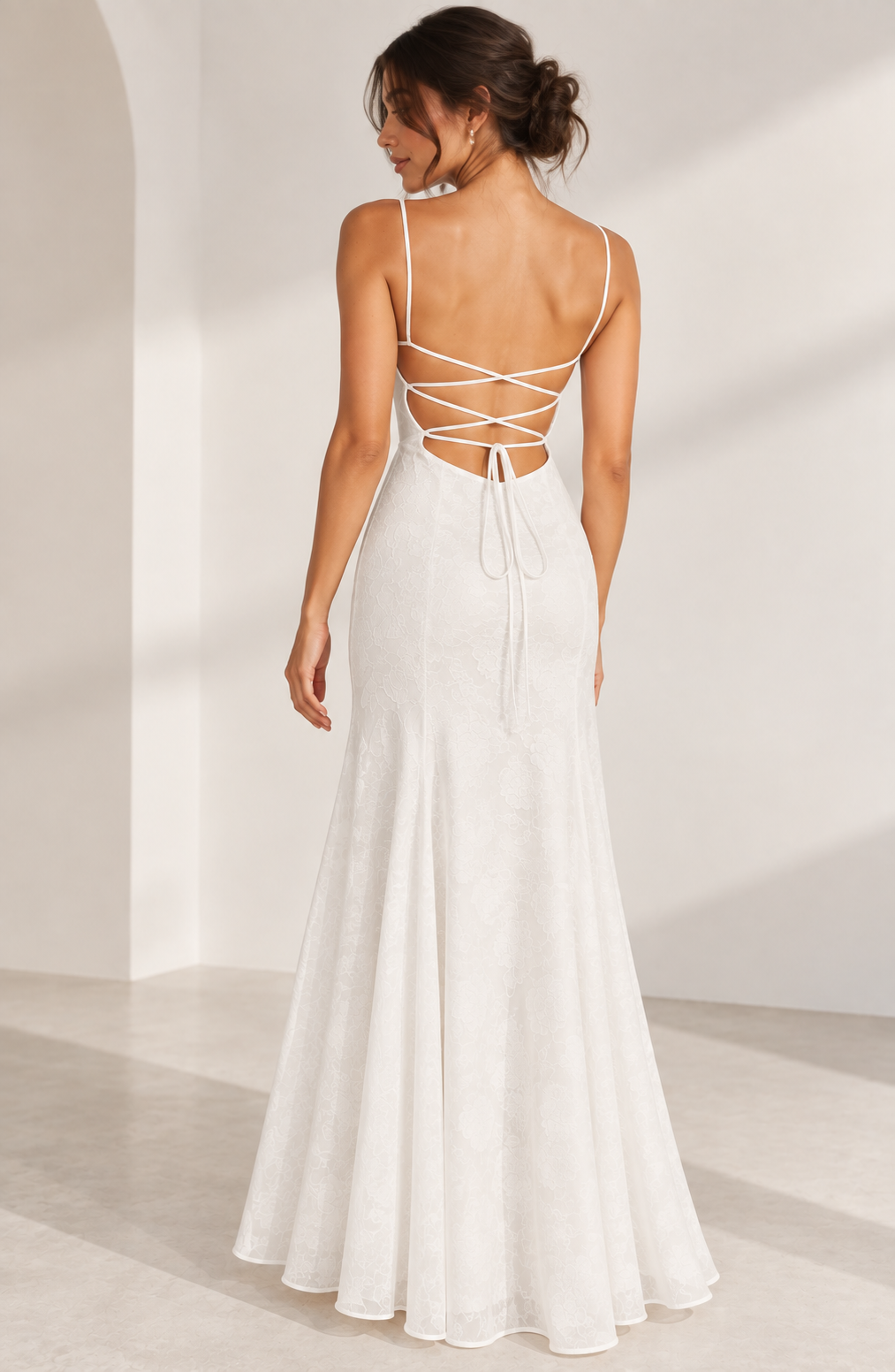 Edith | Lace Strappy Wedding Gowns Maxi Dress Evening Red White