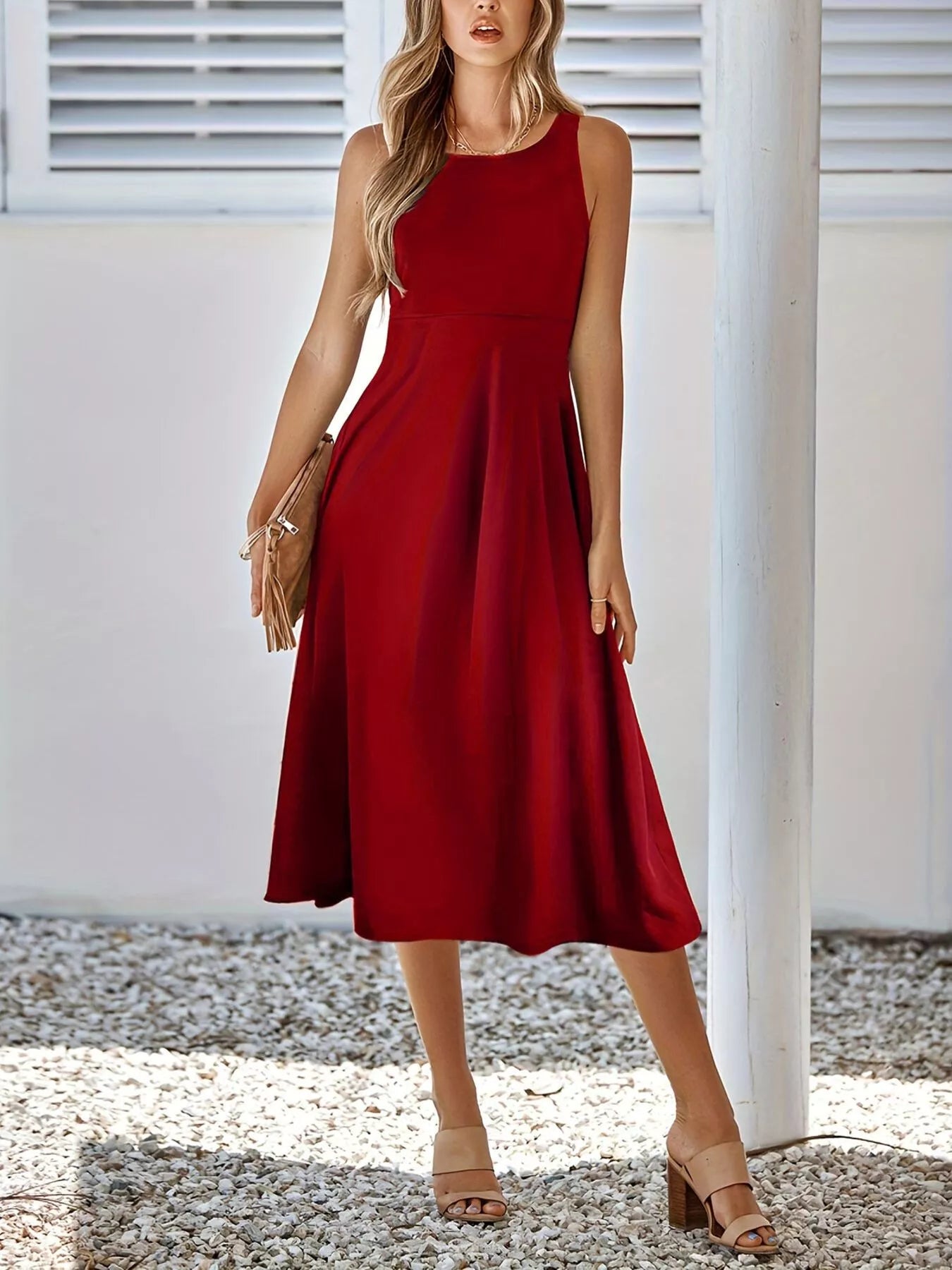 Verena | Long Sleeve Midi Dress In Timeless A-Line Silhouette
