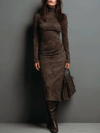 Isadora | Summer Midi Dress In Suede-Look Finish For Work & Events