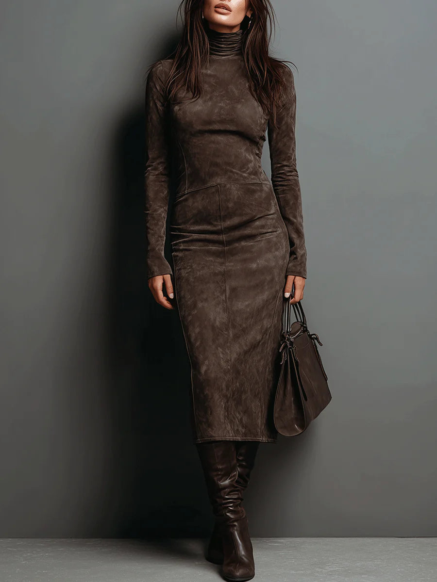 Isadora | Summer Midi Dress In Suede-Look Finish For Work & Events