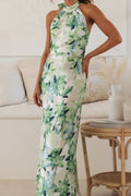 Sylvie | Floral Halter Neck Maxi Dress With Leg Slit