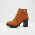 Rosanna | Leather Low Heel Flat Ankle Boots — Brown