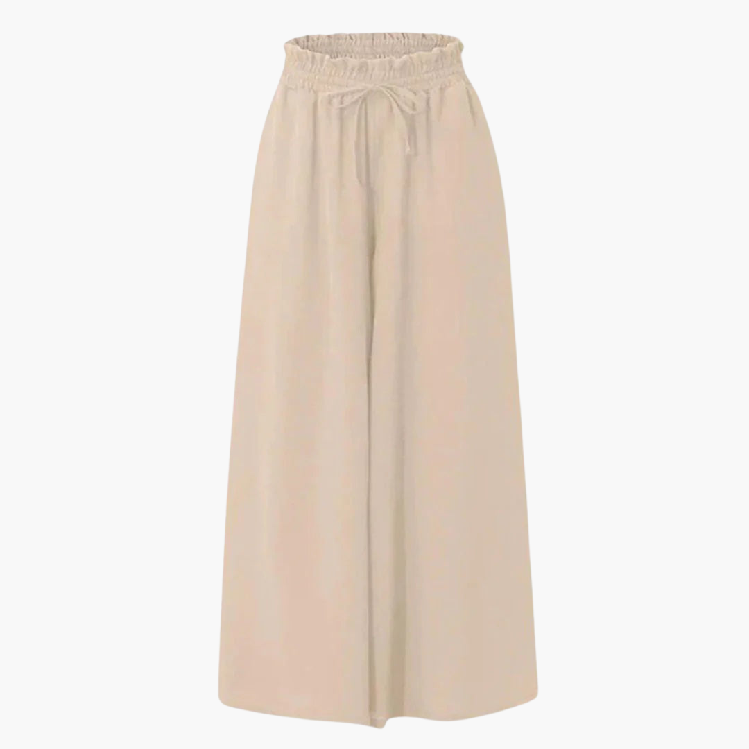 Ingrid | High Waisted Wide Leg Linen Trousers Summer