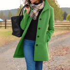 Helena | Pink Wool Blend Winter Coat Jacket — Moss Green