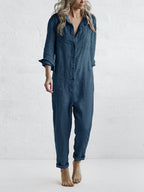 Vivienne | Comfy Long Sleeve Button-Up Jumpsuit for Everyday Wear