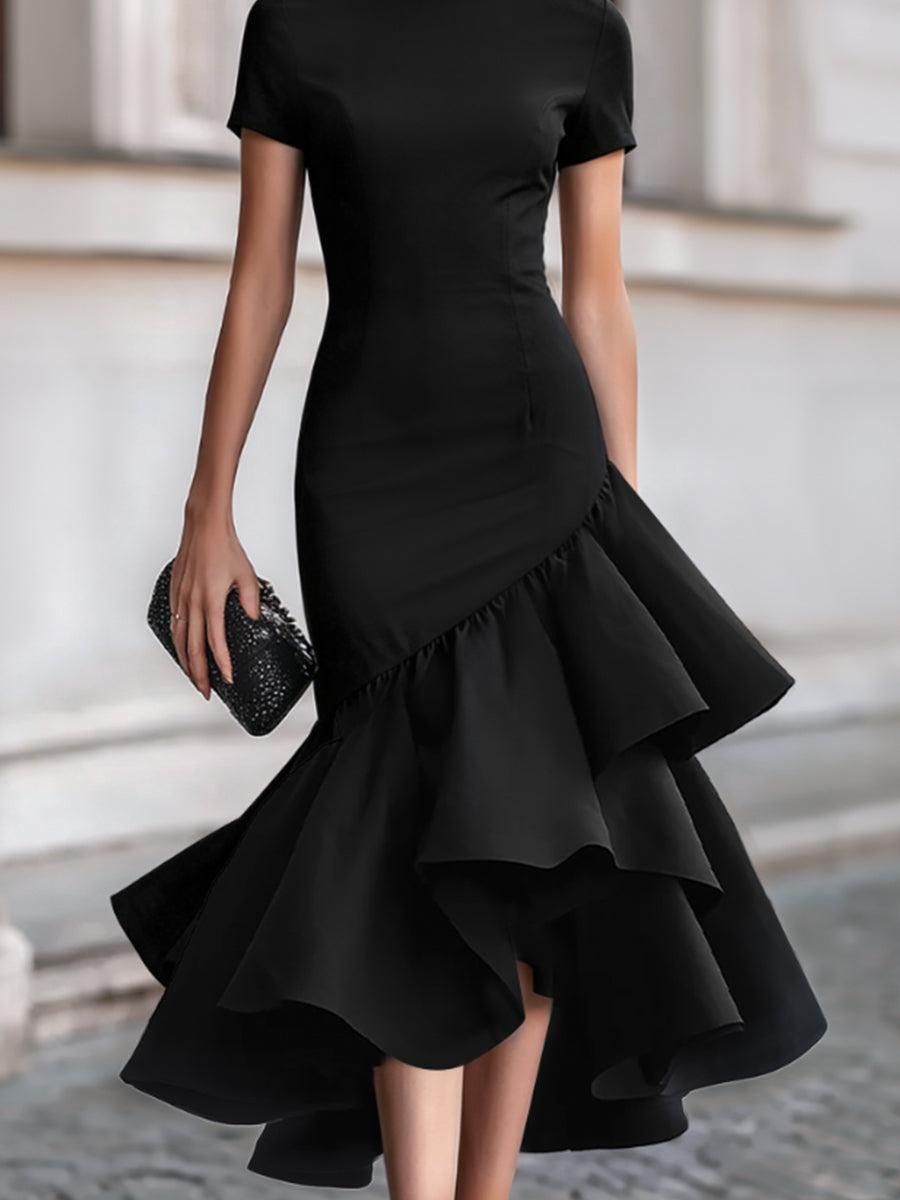 Flavie | Tailored Ruffle Evening Wedding Guest Midi Dress